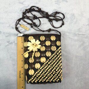 Hand Made Boho Coconut Shell Cross Body Bag Hippie Beads NWT